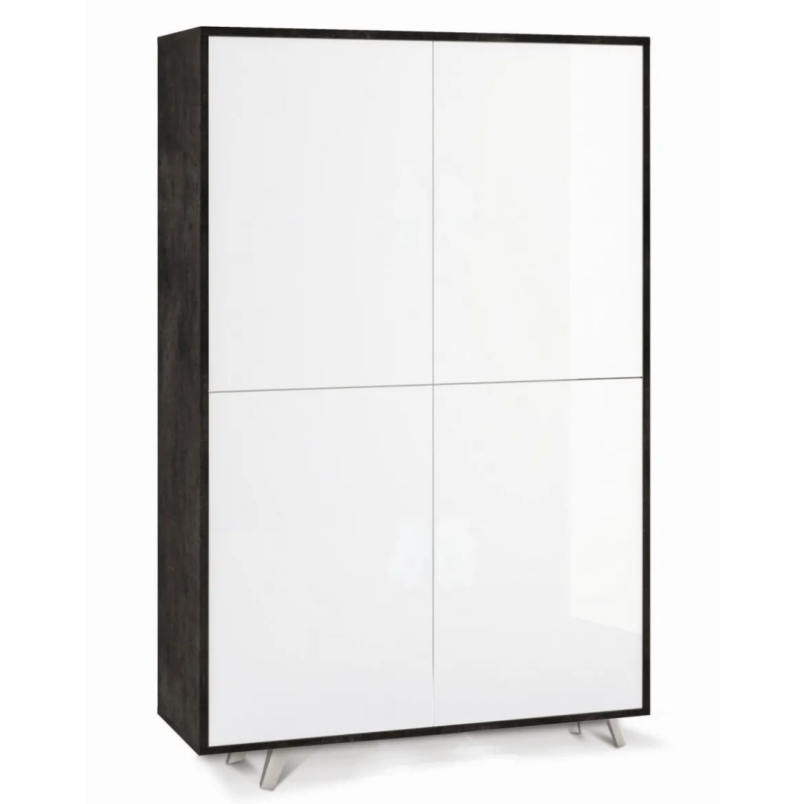 Madia Armadio Nero Bianco Lucido Credenza con Ripiani 4 Ante Soggiorno