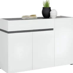 Madia Bianca 120x42x80 cm con 3 Ante e Cassetto Soft-Close