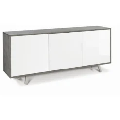Madia Bianco Lucido Armadio 3 Ante Credenza Contenitore Buffet Soggiorno