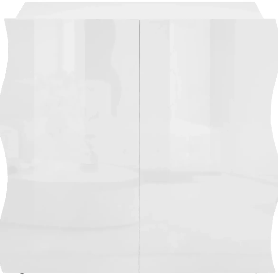 Madia con 2 Ante Bianco Lucido Credenza per Soggiorno Moderna Multifunzione