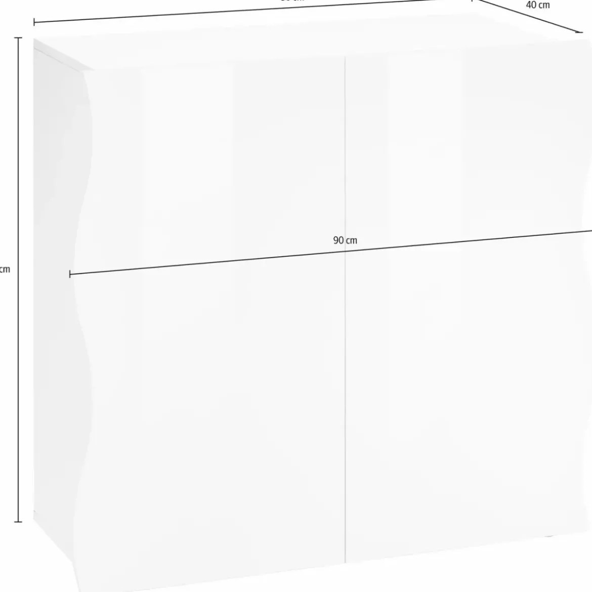Madia con 2 Ante Bianco Lucido Credenza per Soggiorno Moderna Multifunzione