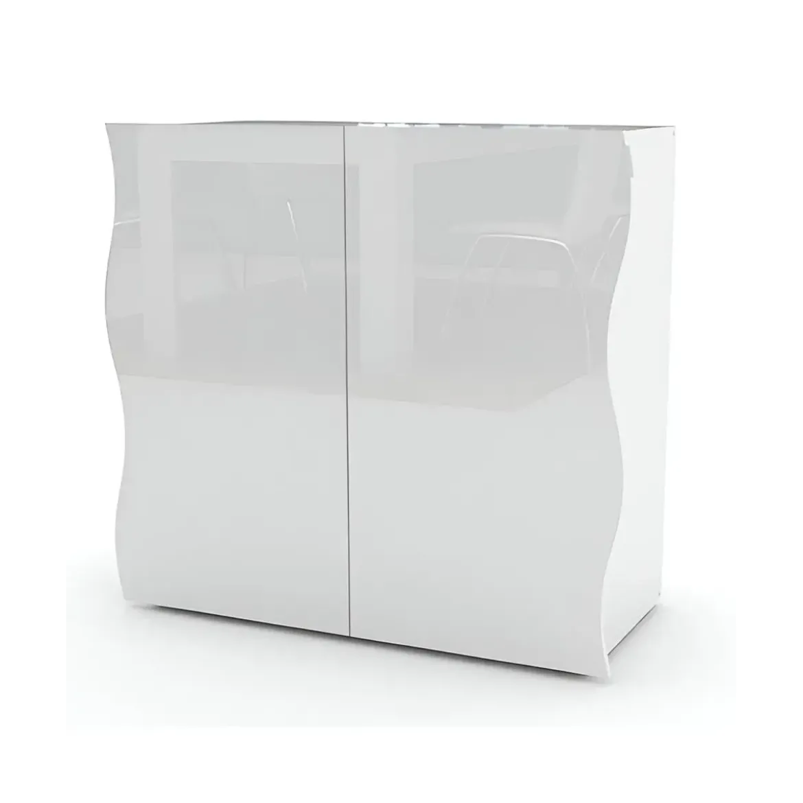 Madia con 2 Ante Bianco Lucido Credenza per Soggiorno Moderna Multifunzione