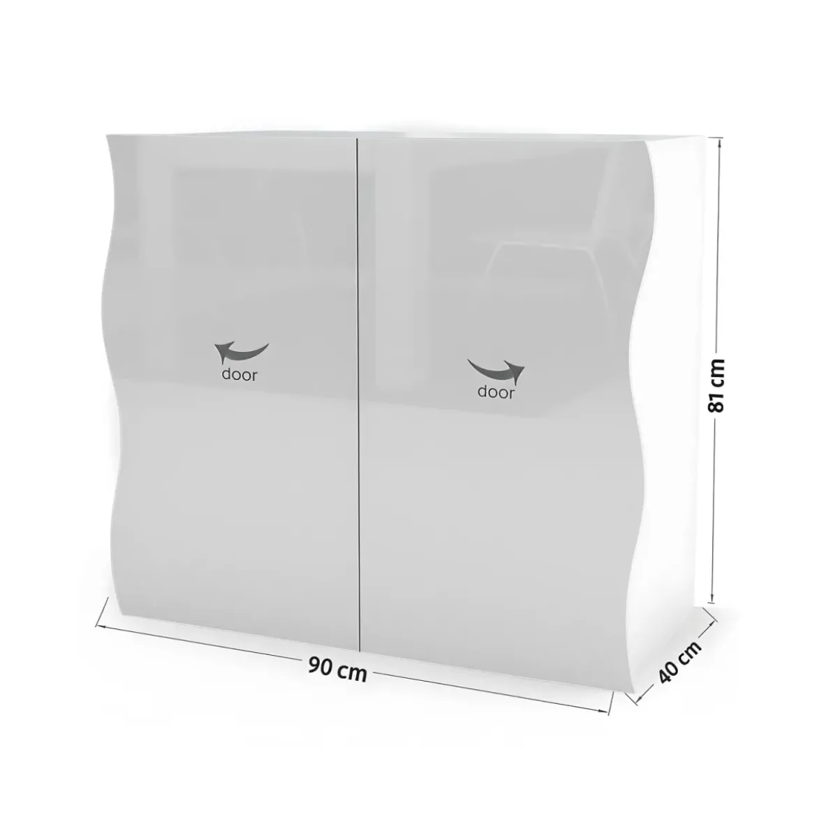 Madia con 2 Ante Bianco Lucido Credenza per Soggiorno Moderna Multifunzione