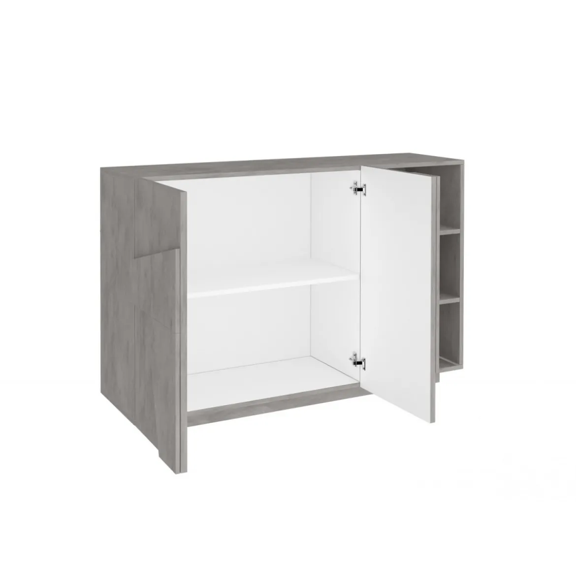 Madia da Ingresso 120 cm Credenza Grigio Cemento con Ante e Ripiani