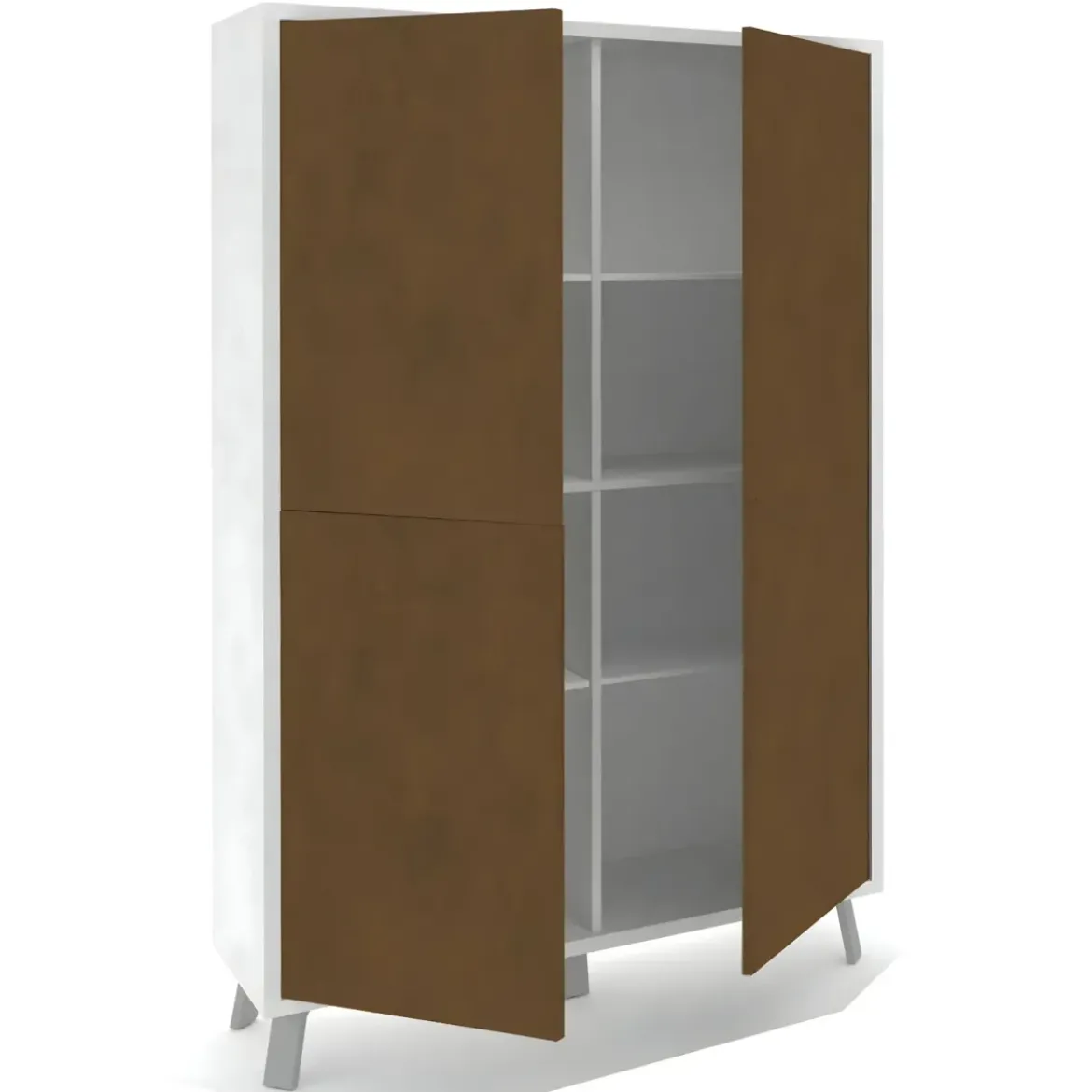 Madia da Soggiorno 4 Ante 108x41x161 cm Bianca e Ruggine