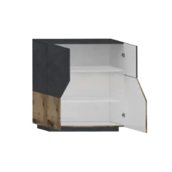 Madia in Legno Grigio e Acero Mobile 100 cm con 2 Ante da Ingresso