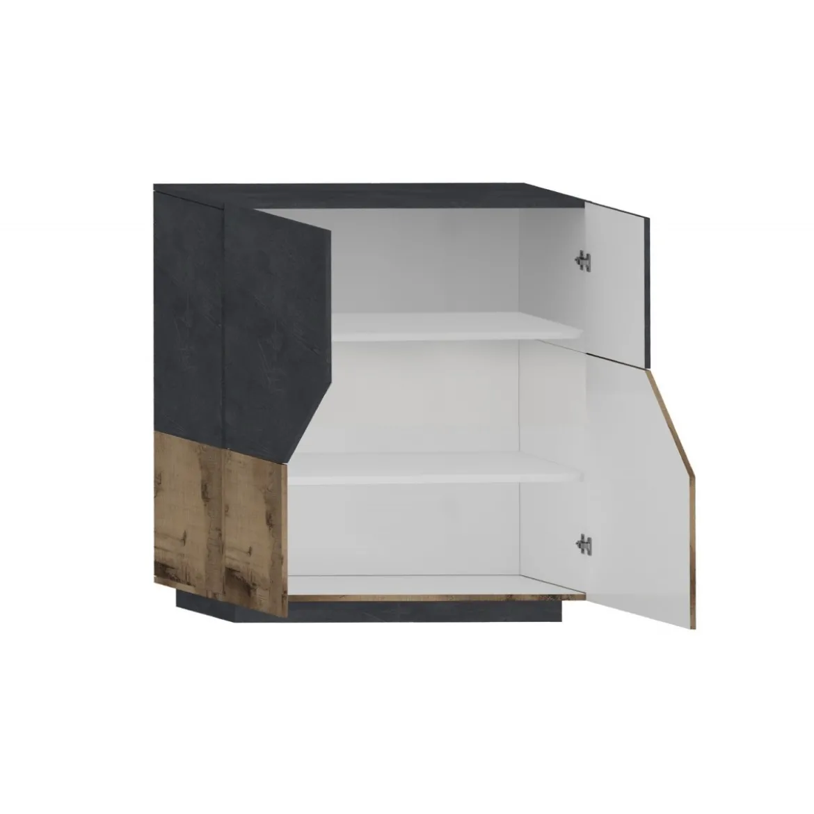 Madia in Legno Grigio e Acero Mobile 100 cm con 2 Ante da Ingresso