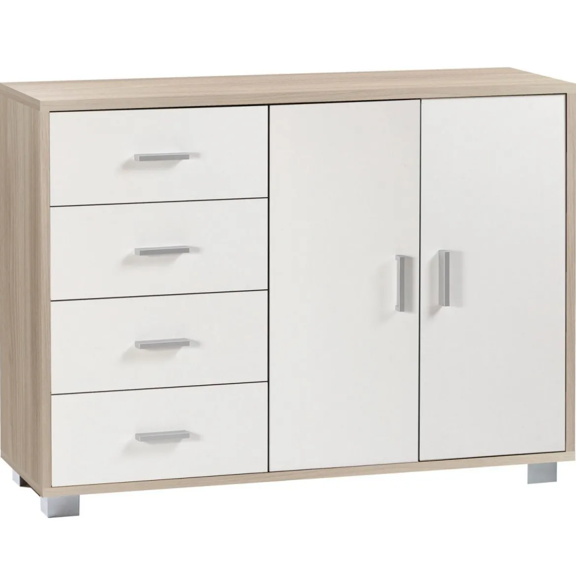 Madia Olmo Bianco Credenza Mobile 2 Ante 4 Cassetti Contenitore Salone