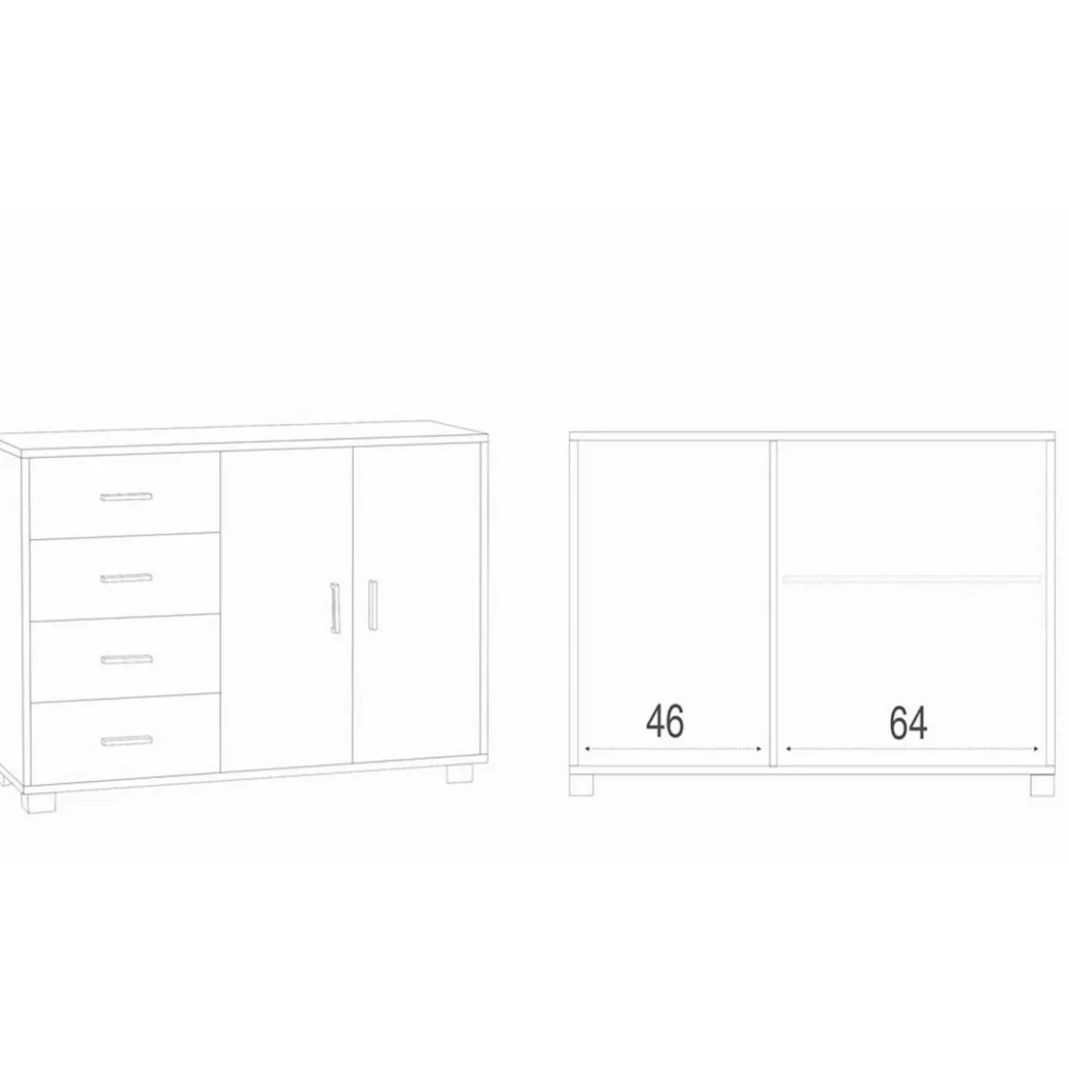 Madia Olmo Bianco Credenza Mobile 2 Ante 4 Cassetti Contenitore Salone
