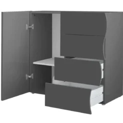 Madia Salvaspazio con 1 Anta 4 Cassetti Credenza Legno Antracite