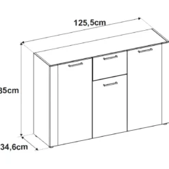 Madia Soggiorno Moderna 3 Ante 1 Cassetto Credenza Rovere Antracite