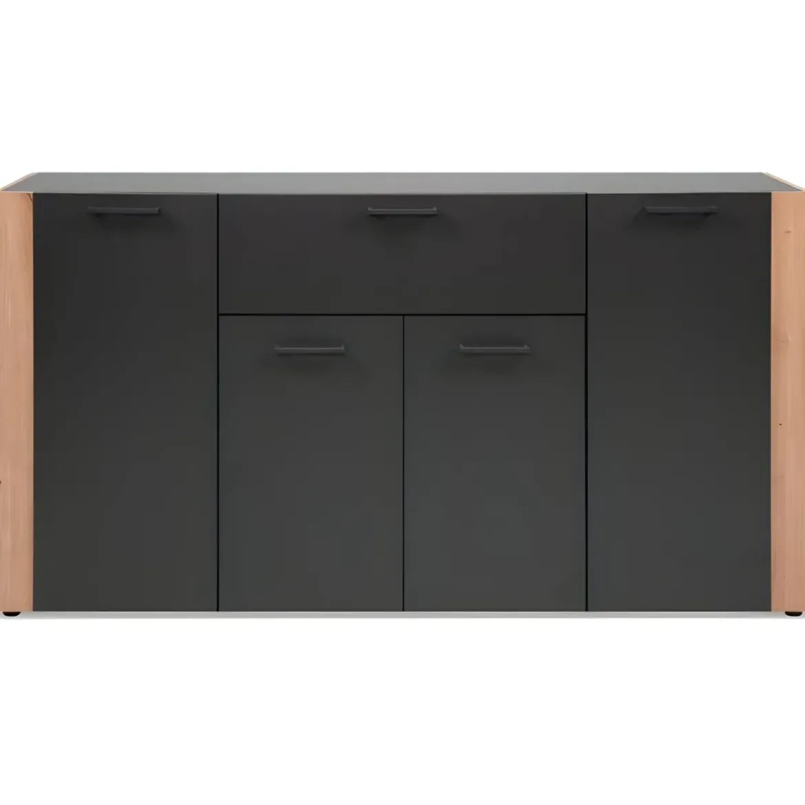 Madia Soggiorno Moderna 4 Ante 1 Cassetto Credenza Rovere Antracite