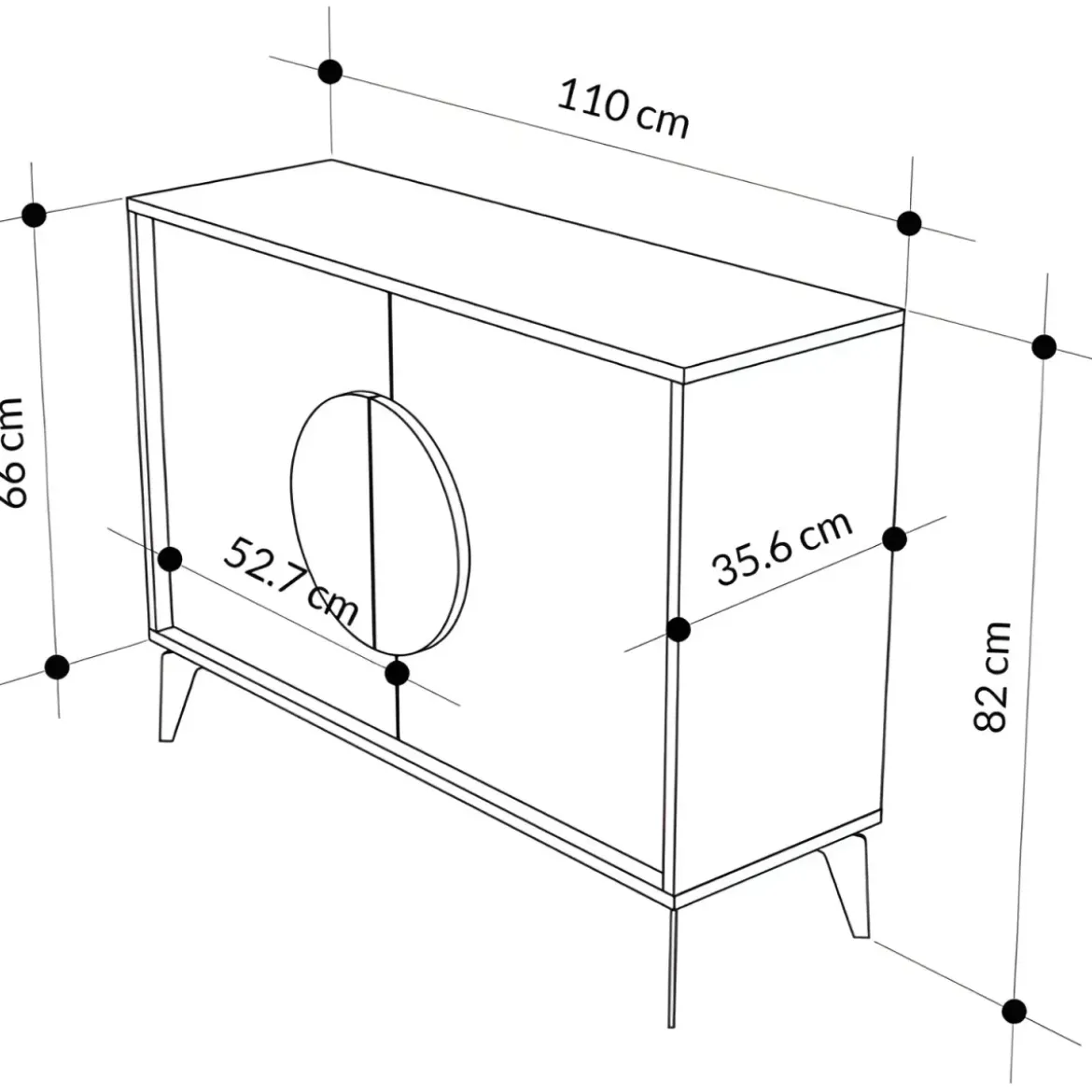 Madia Soggiorno Moderna 110 cm Bianco Nero Effetto Marmo Piedini