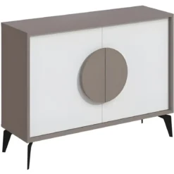 Madia Soggiorno Moderna 110 cm Tortora Ante Bianco Piedini Salvaspazio