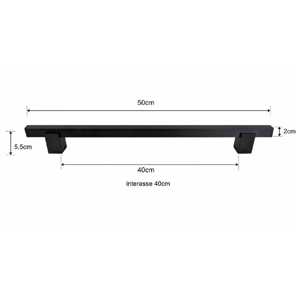 Maniglione Quadro Porta Blindata Nero 50cm Moderno