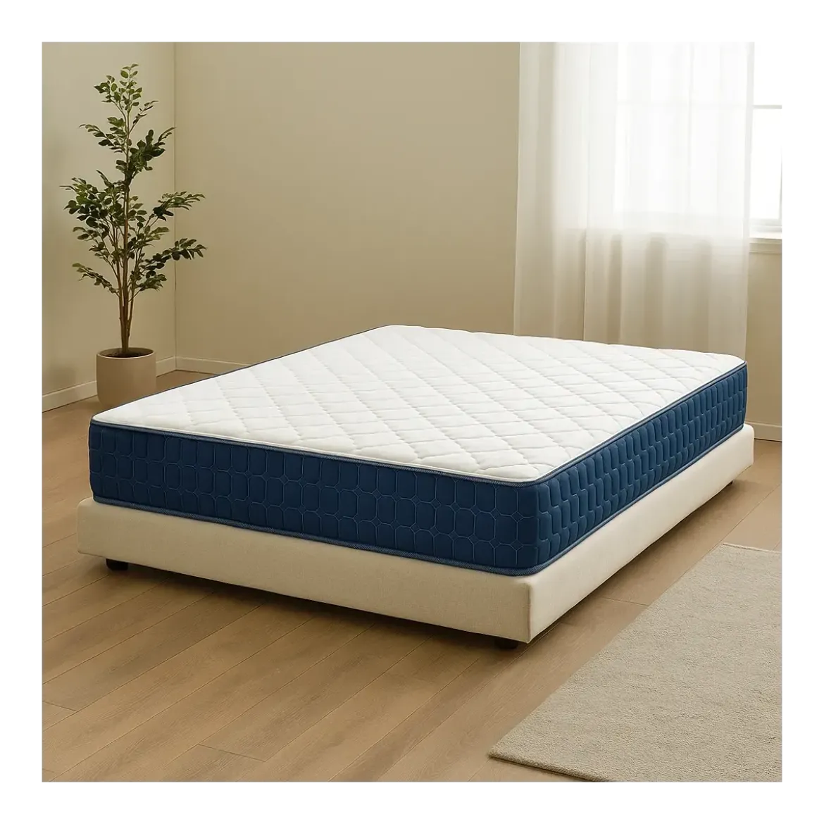 Materasso Matrimoniale Memory Invernale 160x190x25 cm Traspirante Blu