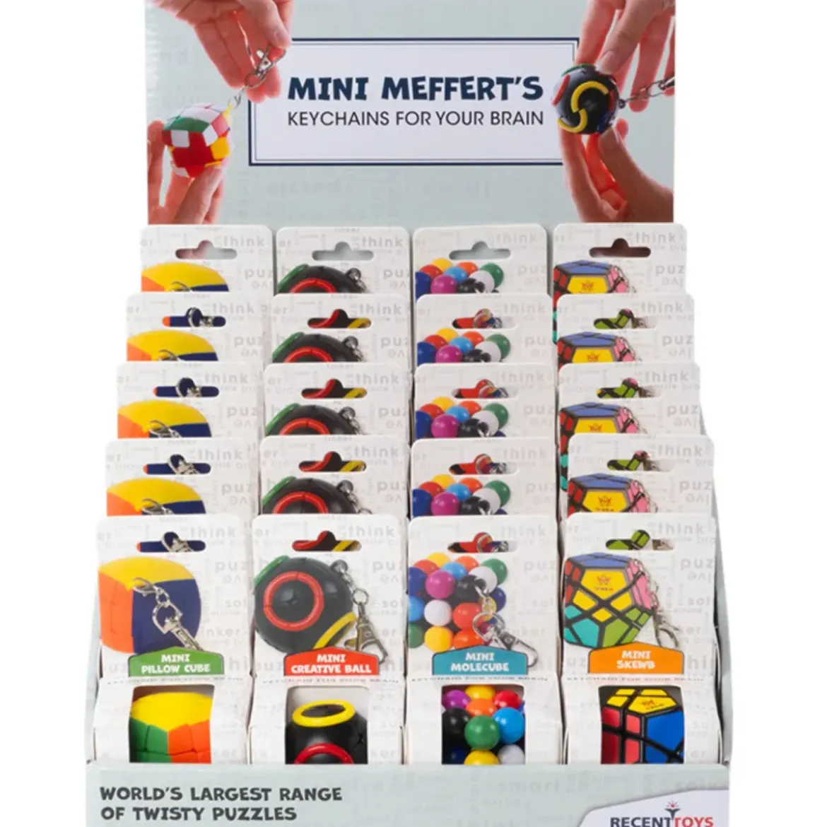 Mini Rompicapo Portachiavi 20 Pezzi con Espositore da Banco