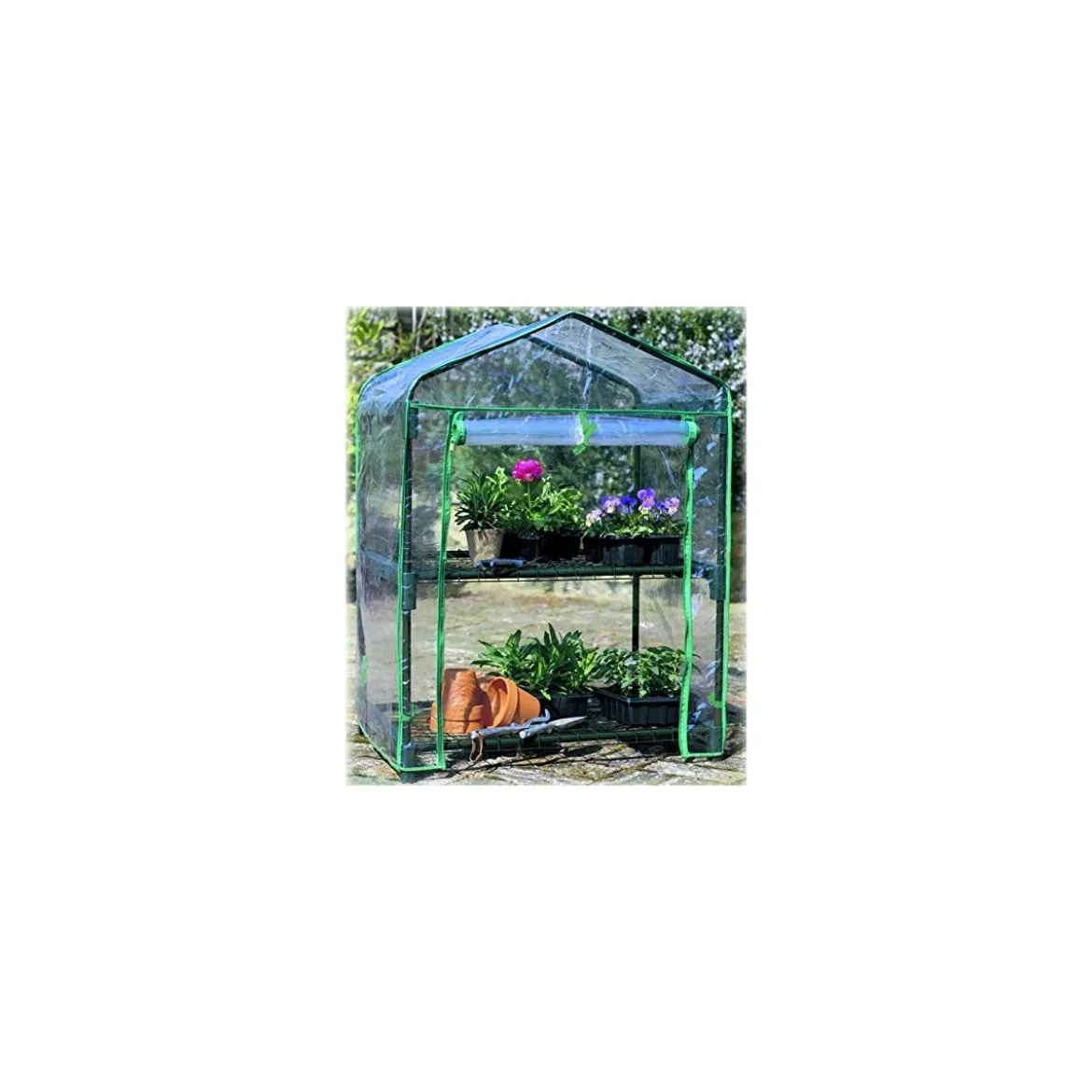 Mini Serra per Piante 2 Ripiani Copertura in PVC da Giardino Balcone Terrazzo