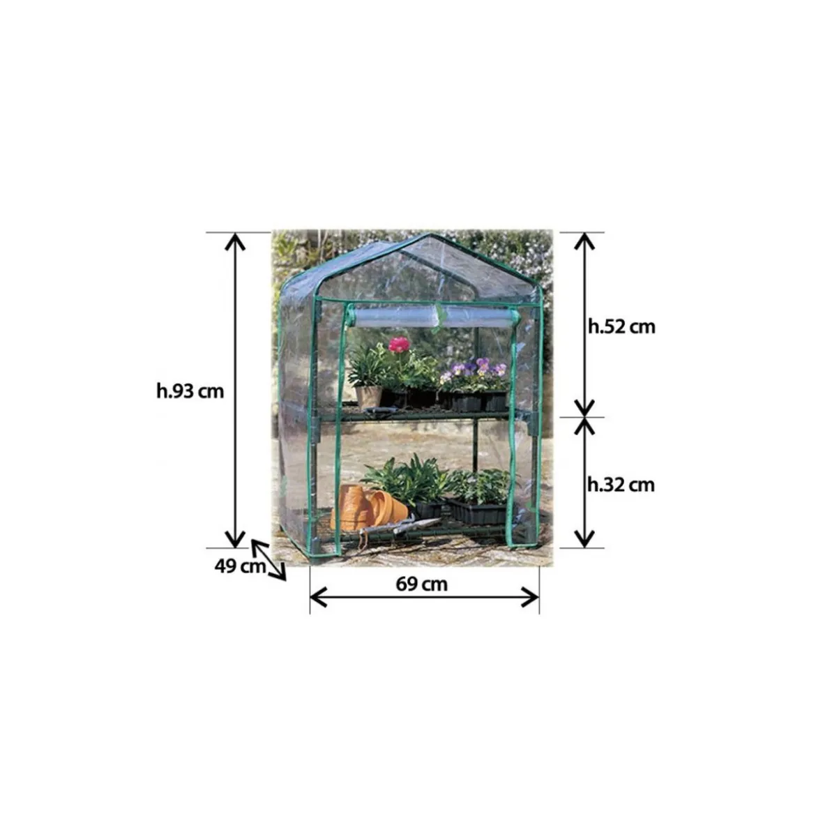 Mini Serra per Piante 2 Ripiani Copertura in PVC da Giardino Balcone Terrazzo