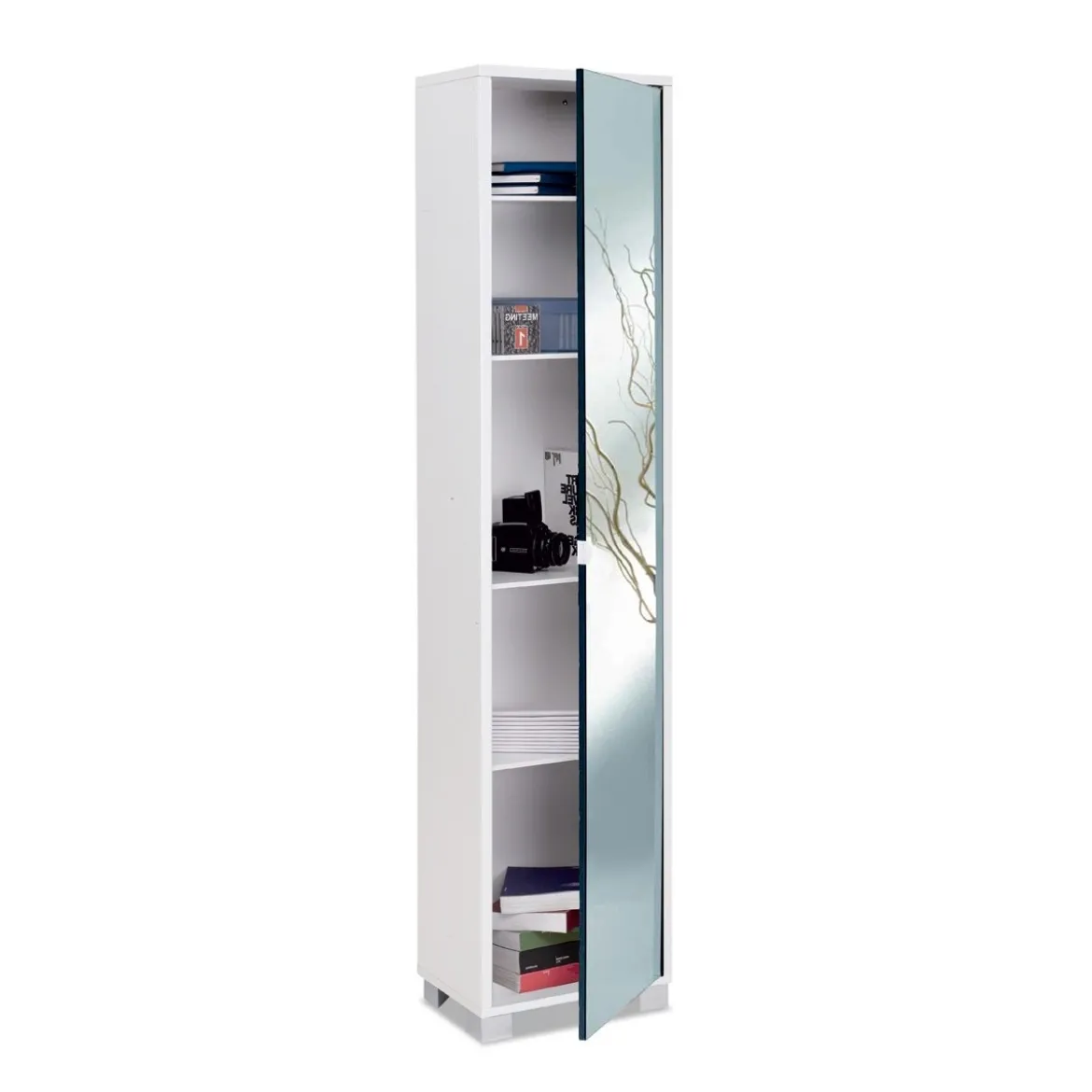 Mobile Alto 1 Anta 190 con Specchio Ingresso Scarpiera Armadio a Colonna Bagno