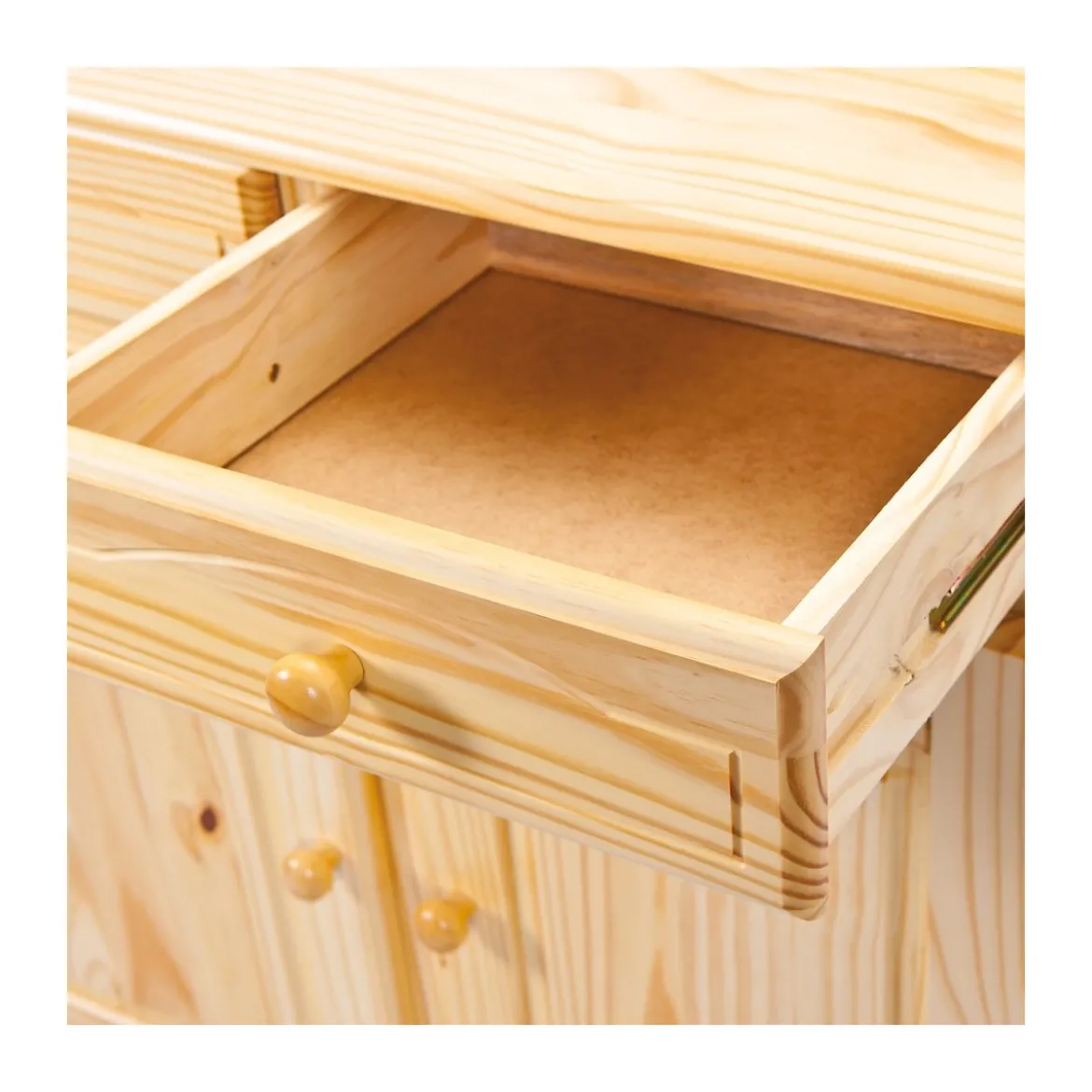 Mobile Alto Credenza Vetrina 2 Ante 2 Cassetti Pino da Soggiorno Cucina Rustico