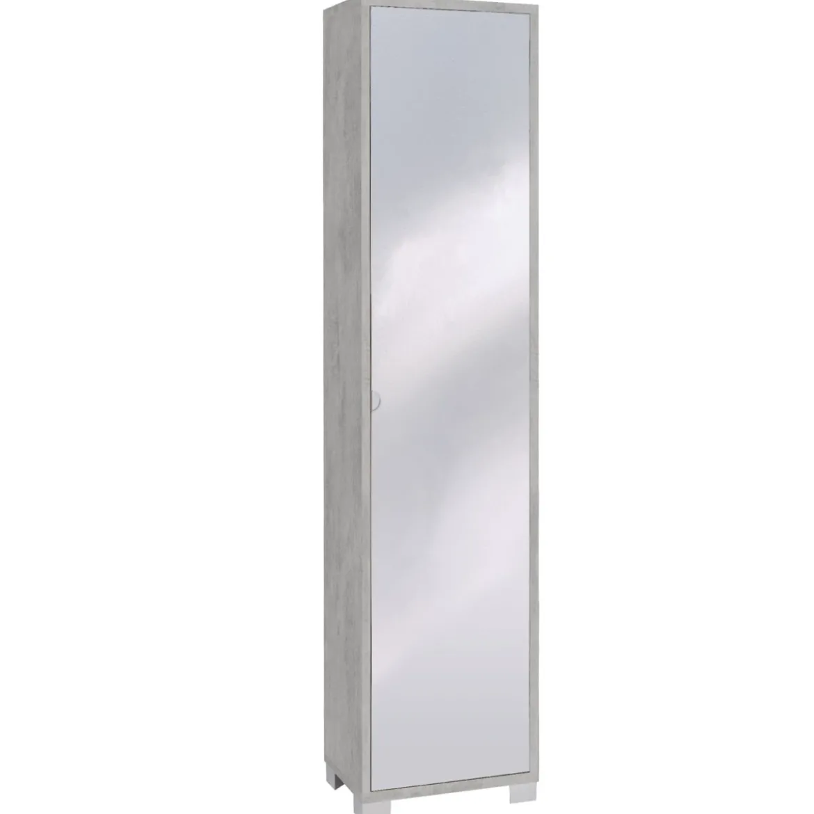 Mobile 1 Anta 190 Grigio Specchio Ingresso Scarpiera Armadio Colonna da Bagno