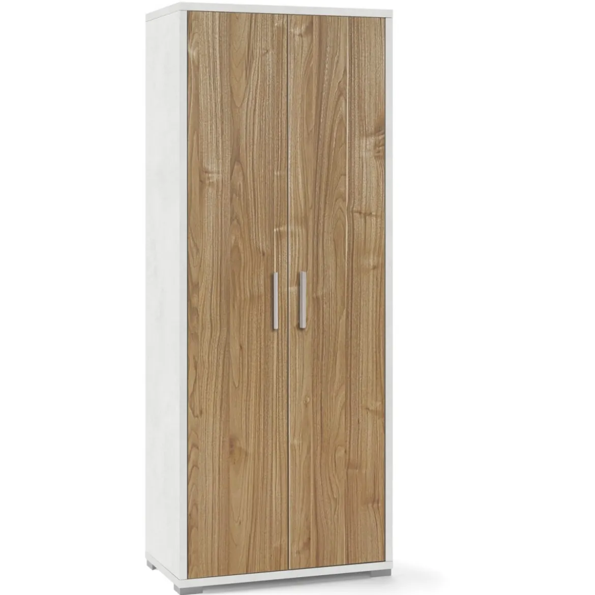 Mobile 2 Ante Bianco Noce Multiuso Legno Armadio Ripiani Scaffali Camera