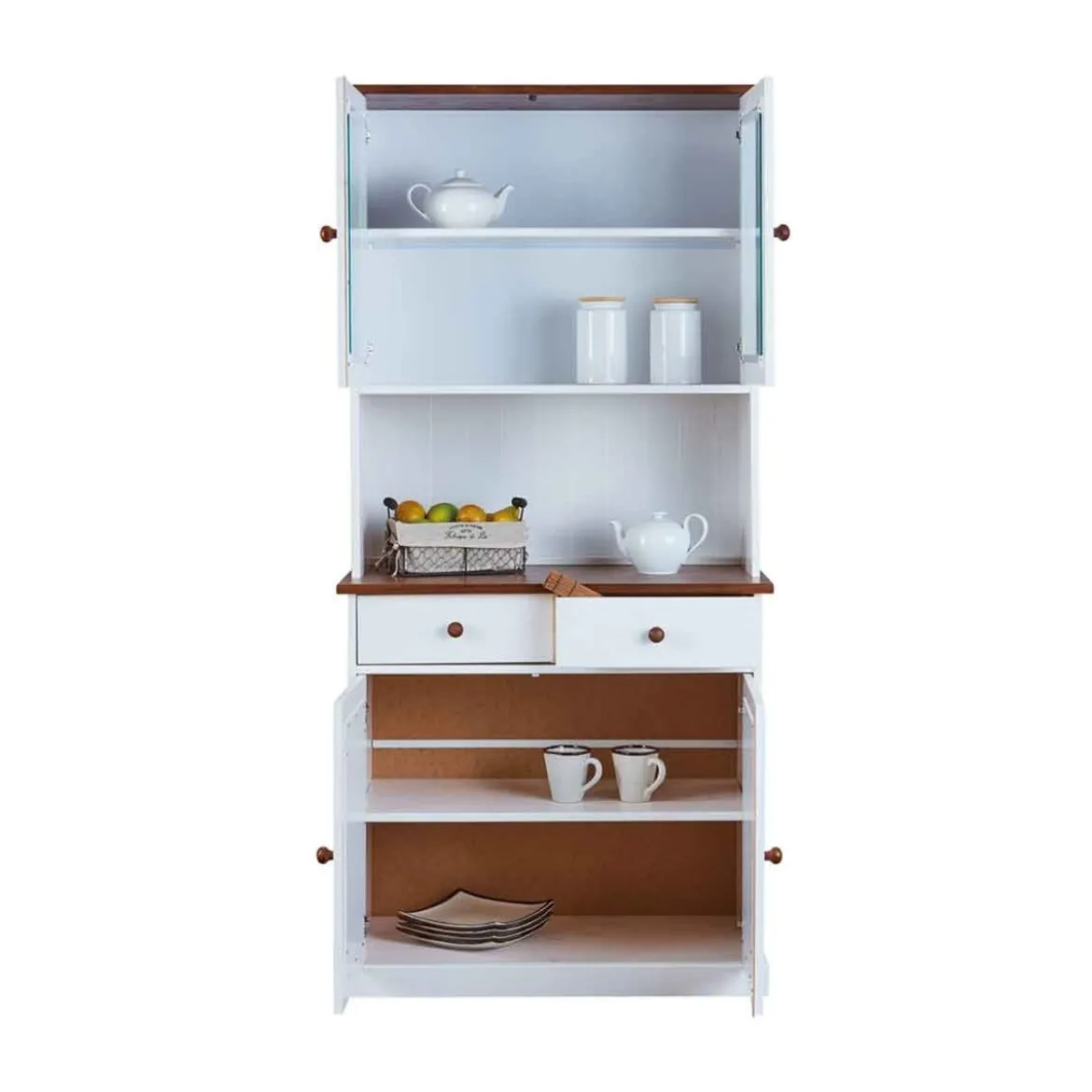 Mobile 2 Ante con Cassetti Bianca Credenza Alta Vetrina Ingresso Moderna Legno