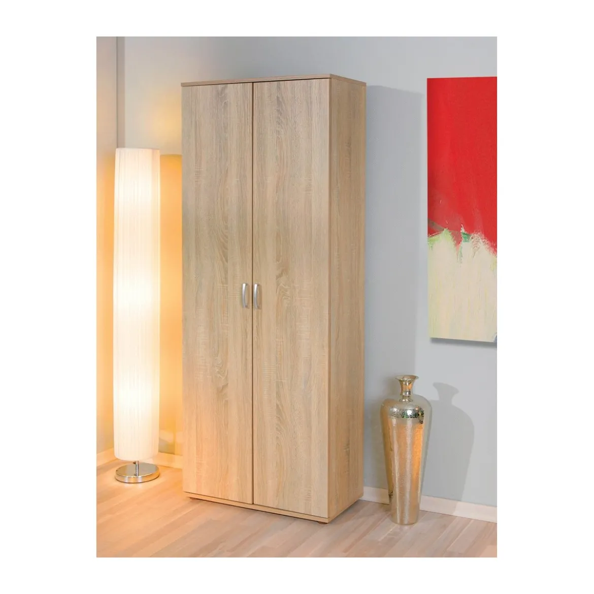 Mobile 2 Ante Rovere con Ripiani Scarpiera Armadio Ufficio Multiuso Camera Letto
