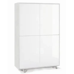 Mobile Armadio Credenza Ripiani 4 Ante Bianco Lucido Soggiorno Madia