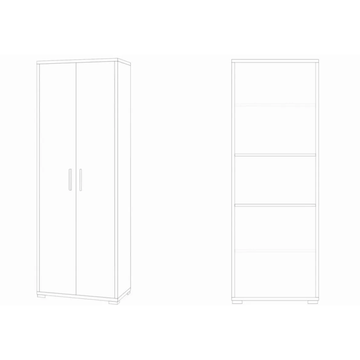 Mobile Armadio in Legno 2 Ante 200 Bianco Noce Multiuso Ufficio Camera