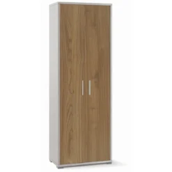 Mobile Armadio in Legno 2 Ante 200 Bianco Noce Multiuso Ufficio Camera