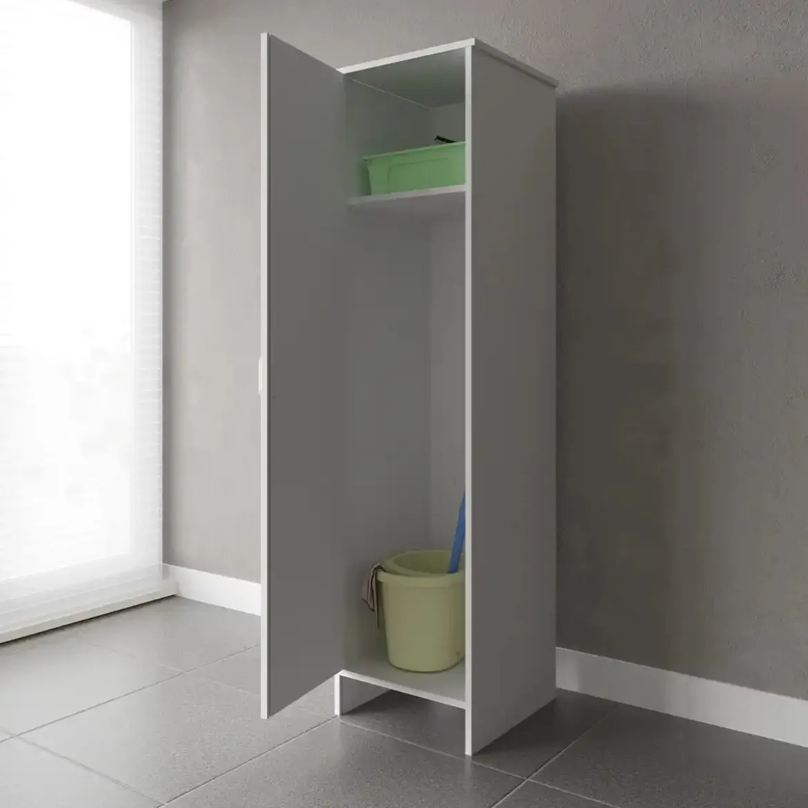 Mobile Bagno a Colonna in PVC Bianco 46,5x49x182 cm Lavanderia