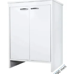 Mobile Bagno 60x50x85 cm PVC 2 Ante Bianco Lavanderia