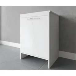 Mobile Bagno 60x50x85 cm PVC 2 Ante Bianco Lavanderia