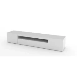 Mobile 200 Basso Bianco Moderno Porta TV Soggiorno con 2 Ante Ribalta