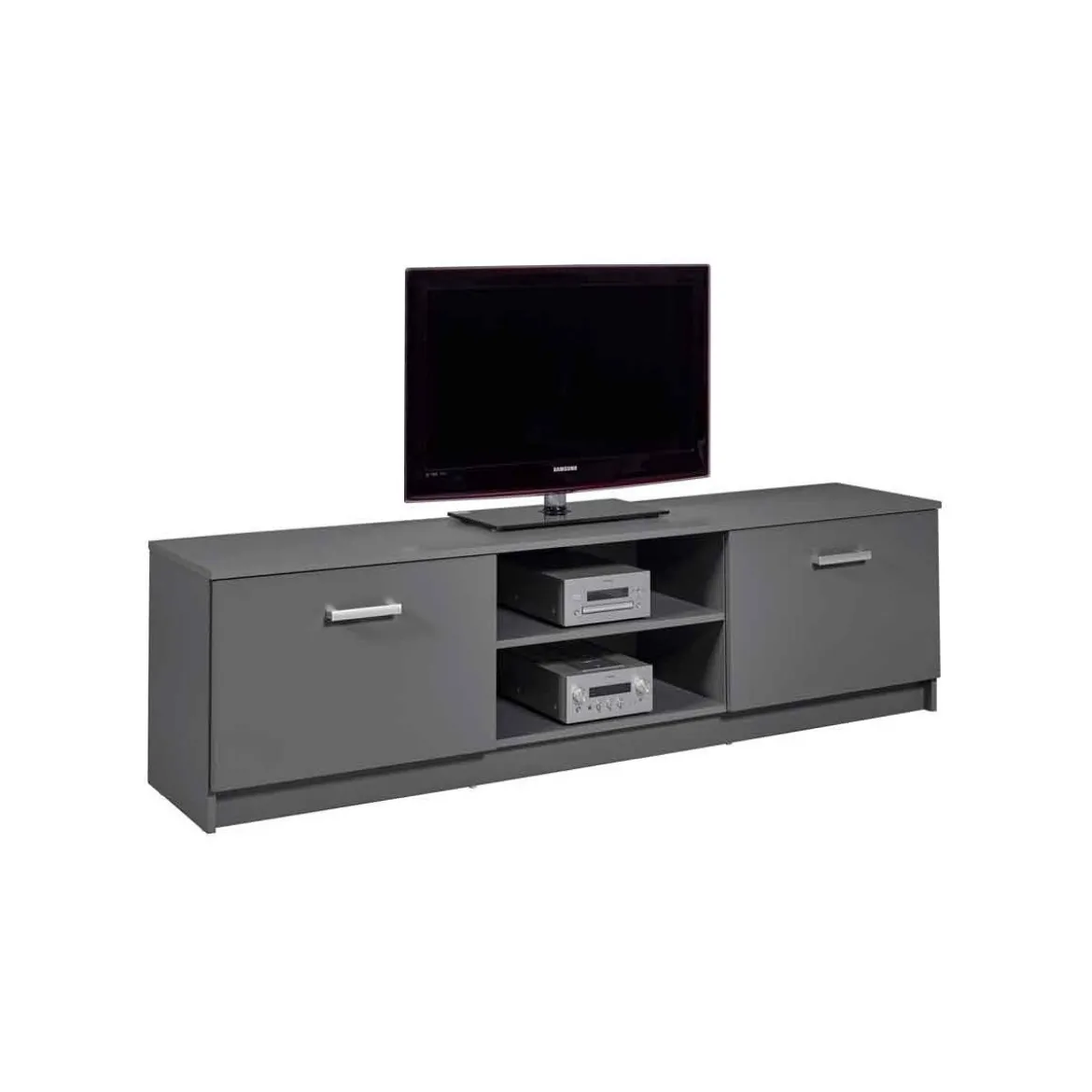 Mobile Basso Porta TV Grigio in Legno Televisione Moderno Mobiletto Industrial