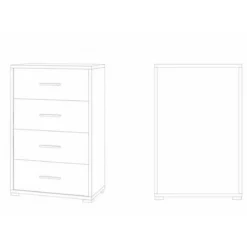 Mobile Cassettiera Noce Bianco Como 4 Cassetti da Ufficio Camera Legno