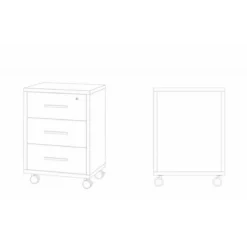 Mobile Cassettiera Ruote Noce Nero 3 Cassetti con Chiave Ufficio Legno