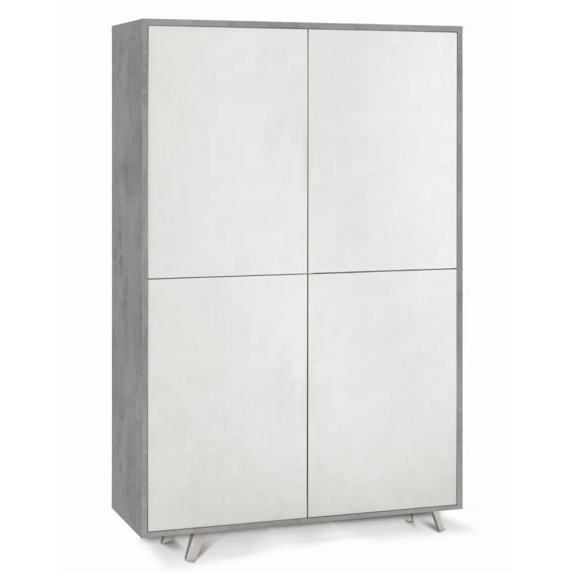 Mobile Cemento Bianco Credenza 4 Ante Armadio Ripiani Soggiorno Ingresso