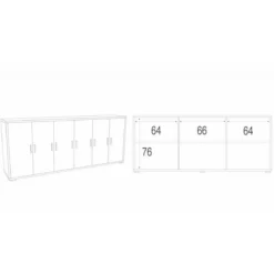 Mobile Cemento TV Moderno 6 Ante Ripiani Armadio Credenza 200 cm Legno