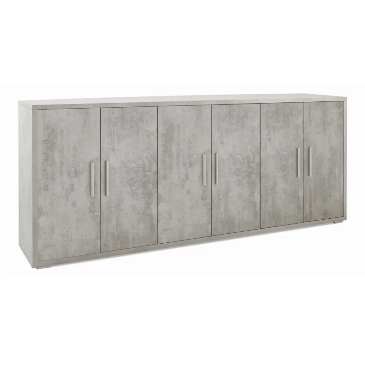 Mobile Cemento TV Moderno 6 Ante Ripiani Armadio Credenza 200 cm Legno