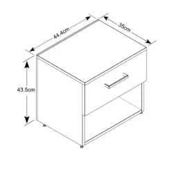 Mobile Comodino in Legno con Cassetto Grigio Olmo per Camera da Letto