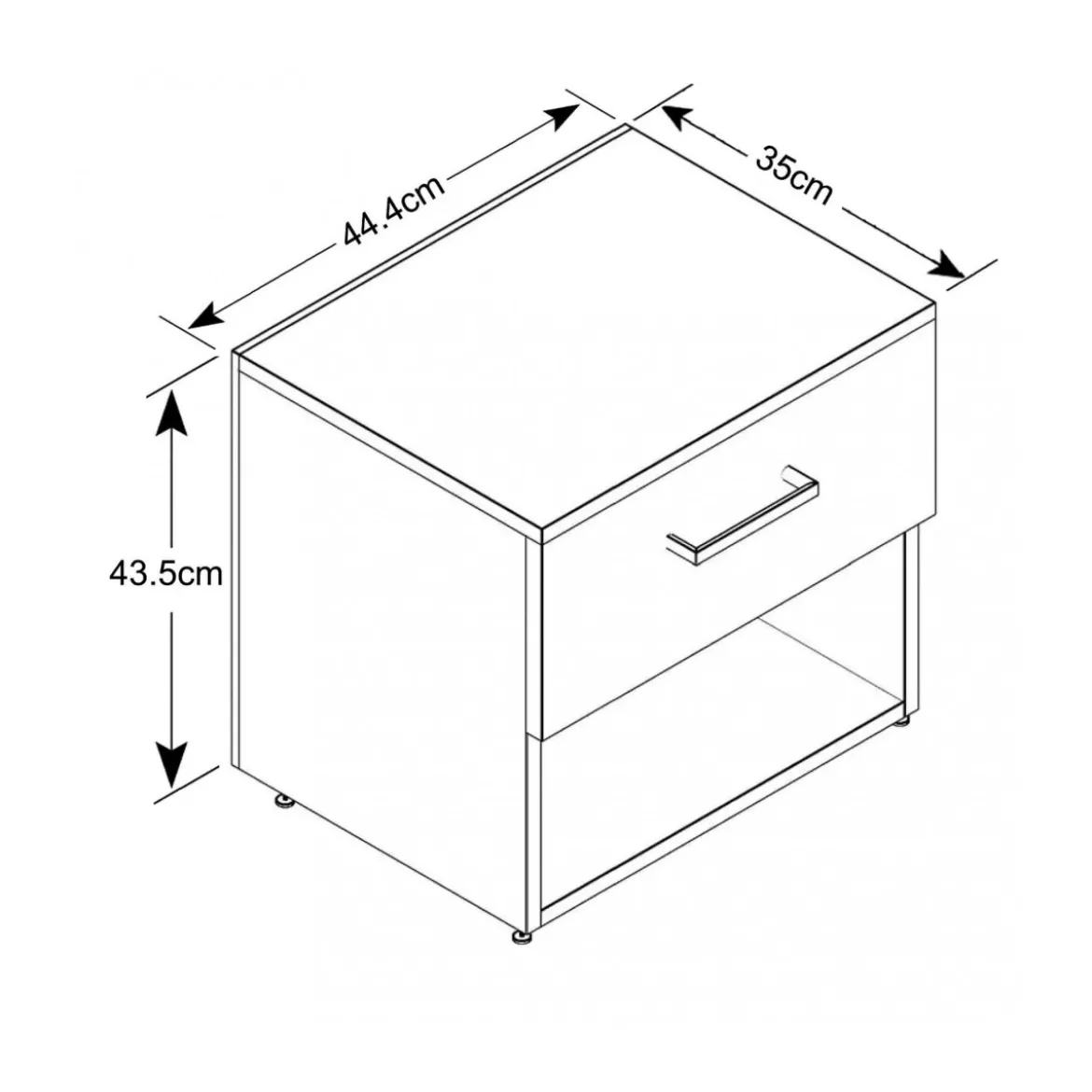 Mobile Comodino in Legno con Cassetto Grigio Olmo per Camera da Letto