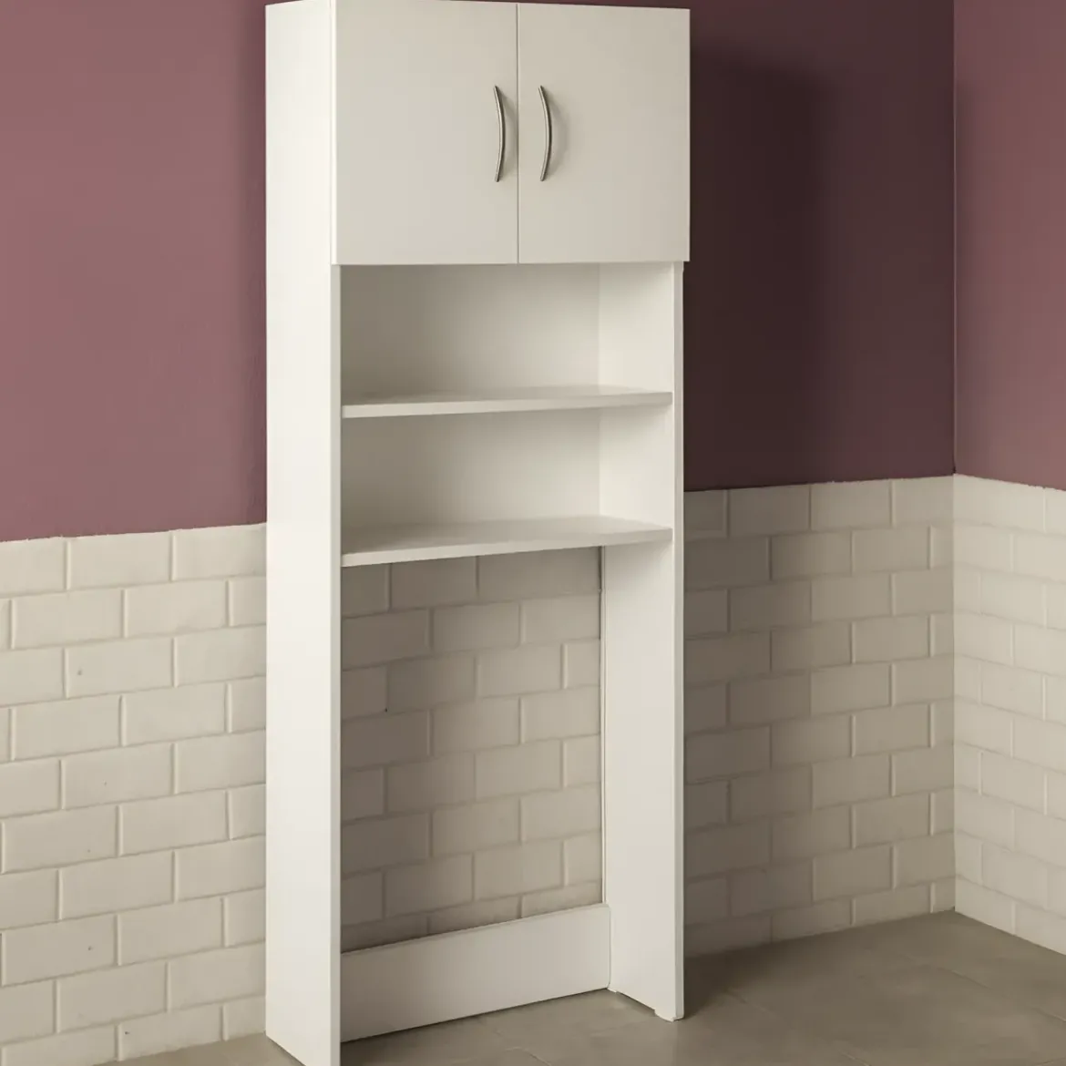 Mobile Coprilavatrice con Ripiani e 2 Ante da Interno 64x20x180 cm Bianco