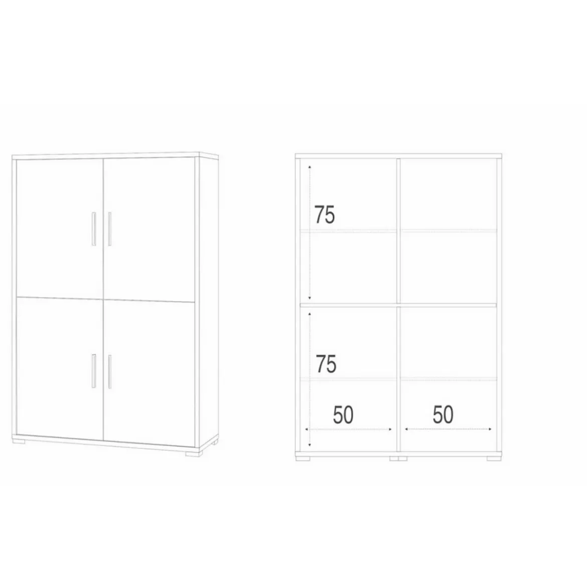 Mobile Credenza 4 Ante Armadio Noce Nero con Ripiani da Ufficio Soggiorno