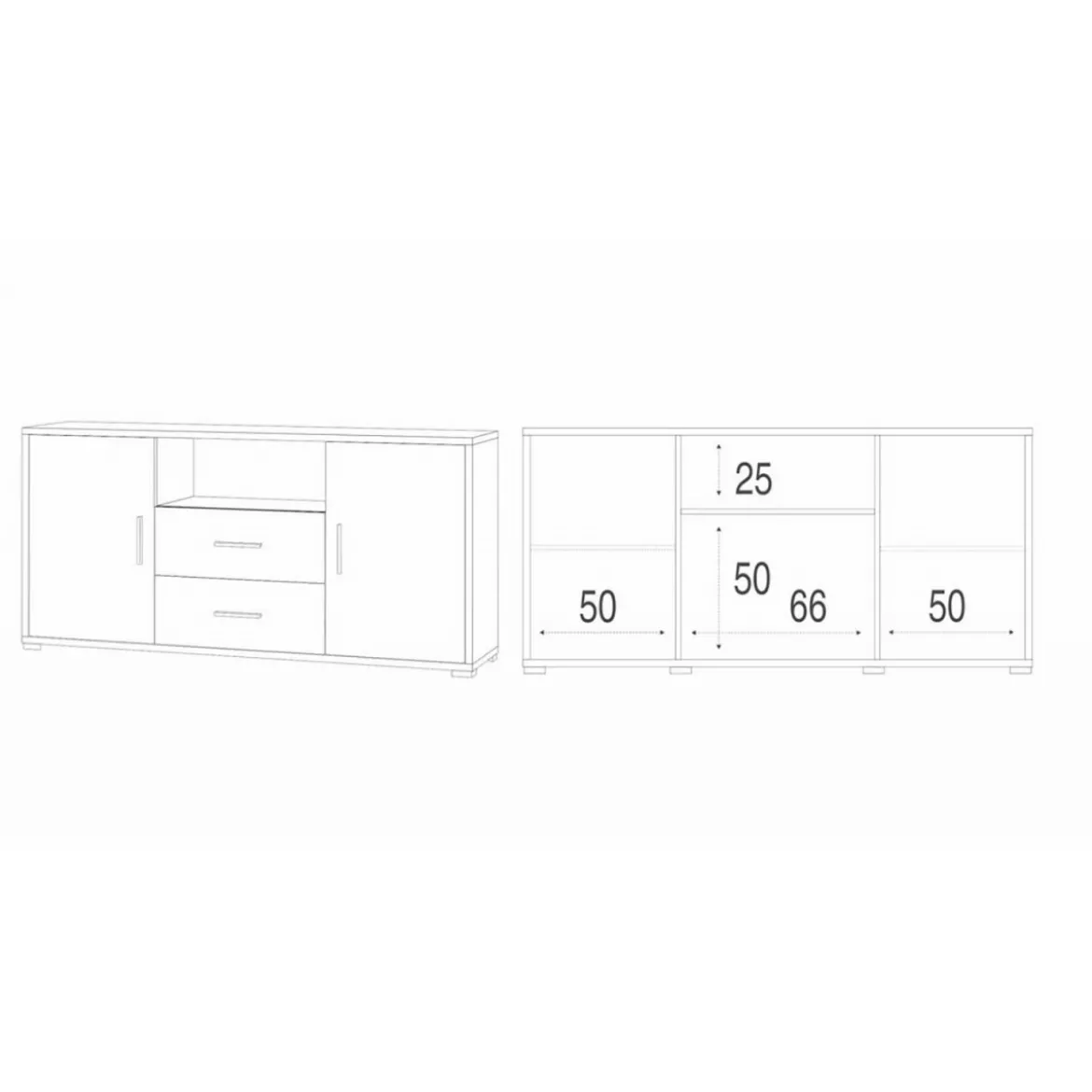 Mobile Credenza 2 Ante 2 Cassetti Noce Contenitore in Legno Tv Soggiorno
