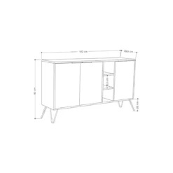 Mobile Credenza 3 Ante con Ripiani Antracite e Tortora Madia Soggiorno Ingresso