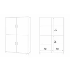 Mobile Credenza con 4 Ante Cemento Bianco Lucido Buffet Madia Soggiorno