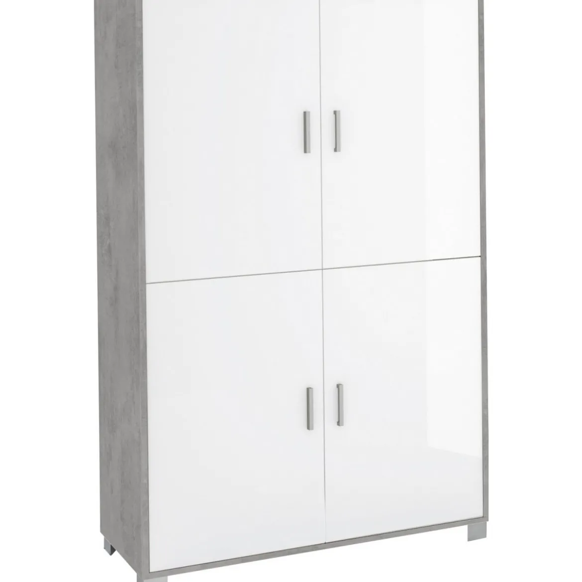Mobile Credenza con 4 Ante Cemento Bianco Lucido Buffet Madia Soggiorno
